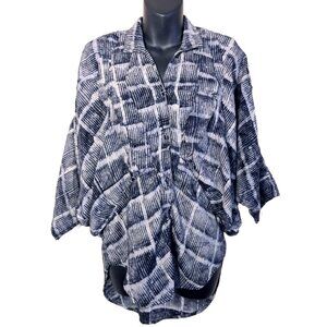 Vintage navy print tunic with shoulder pads